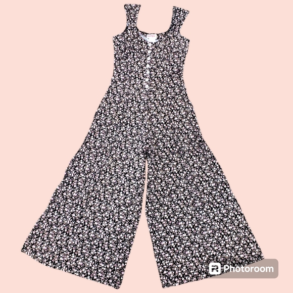 SOLD Vintage 90s y2k ditsy floral print flared romper jumpsuit - Picture 2 of 13